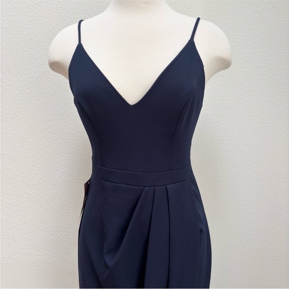 Bhldn Formal Bridesmaid Dress Evening Gown Wedding V Neck Maxi Navy Blue Size 6 - Picture 8 of 14